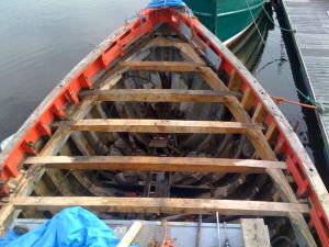 Wooden trawler conversion deck beam and knee repair