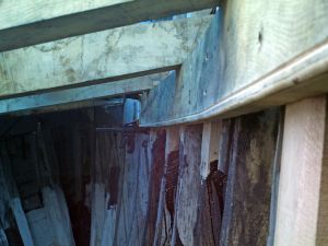 repairs to beamshelf on a converted scottish fishing boat